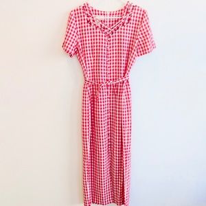 VINTAGE red and white gingham dress M